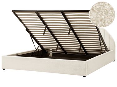 Ottoman Bed CHADENET Boucle Off-White 180 x 200 cm (EU Super King)