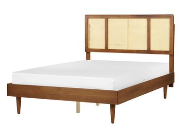 Bett mit Lattenrost Rattan AURAY 140 x 200 cm Braun