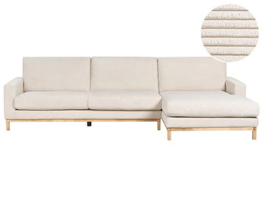 Ecksofa 4-Sitzer SIGGARD Cord Hellbeige linksseitig
