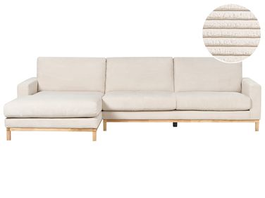 Ecksofa 4-Sitzer SIGGARD II Cord Hellbeige rechtsseitig