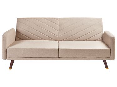 Schlafsofa 3-Sitzer SENJA Kunstleinen Hellbraun