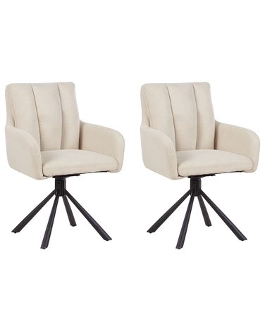 Esszimmerstuhl 2er Set drehbar SARDOAL Stoff Hellbeige