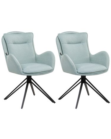 Esszimmerstuhl 2er Set drehbar AVELAR Stoff Hellblau