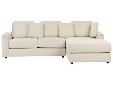 Ecksofa 4-Sitzer KOHLO Stoff Hellbeige linksseitig