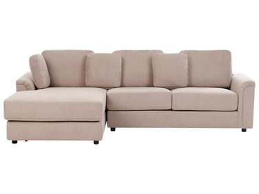 Ecksofa 4-Sitzer KOHLO Stoff Taupe rechtsseitig
