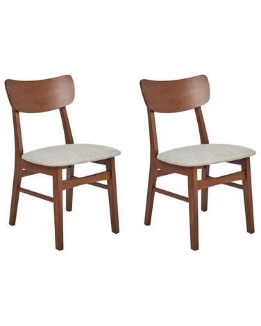 Esszimmerstuhl 2er Set ANOKA Holz Braun / Beige
