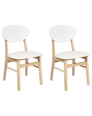 Esszimmerstuhl 2er Set AMERY Holz Cremeweiß / Hellbraun