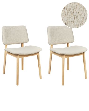 Esszimmerstuhl 2er Set BLANE Bouclé Hellbraun / Weiß