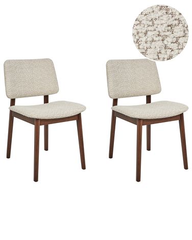 Esszimmerstuhl 2er Set BLANE Bouclé Dunkelbraun / Beige