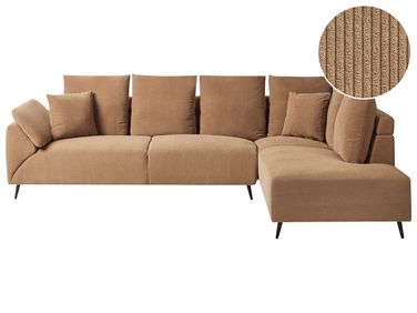 Ecksofa 4-Sitzer LUNNER Cord Braun linksseitig