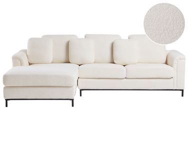 Ecksofa 4-Sitzer OSLO Bouclé Weiß rechtsseitig