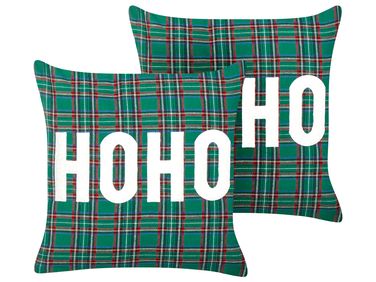 Dekokissen 2er Set JOYCANDY 45 x 45 cm Grün Weihnachtsmotiv