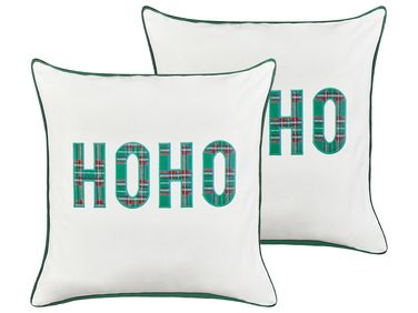 Dekokissen 2er Set JOYCANDY Baumwolle 45 x 45 cm Weiß Weihnachtsmotiv