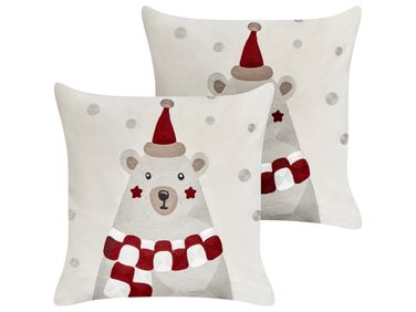 Dekokissen 2er Set JELLIES Samtstoff 45 x 45 cm Cremeweiß