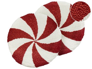 Dekokissen 2er Set SWIRL CANDY Bouclé 40 x 40 cm Rot