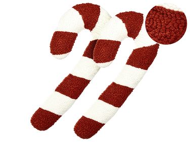 Dekokissen 2er Set CANDY CANE Bouclé 22 x 55 cm Rot Weihnachtsmotiv