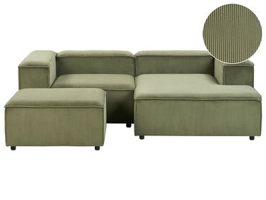 Modular Corner Sofa 3 Seater ARDAL Left Hand Green Corduroy with Ottoman