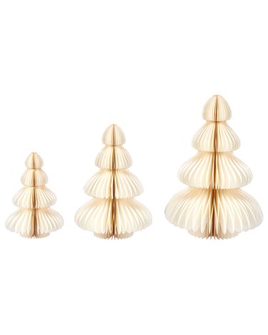 Dekofiguren 3er Set NILGIRI Weihnachtsbaum 15/20/25 cm Beige