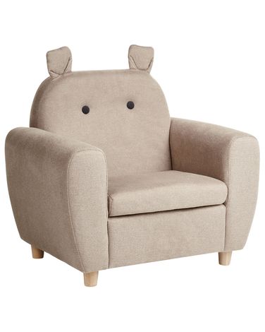 Kids Armchair Hippo MARIBO Fabric Taupe