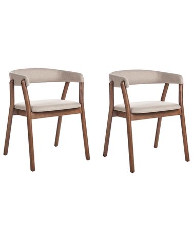 Esszimmerstuhl 2er Set MYLO Stoff Dunkelbraun / Beige