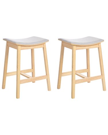 Set mit 2 Barhockern DIXON Holz Hellbraun / Grau