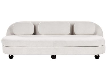 Sofa 3 Seater FANSEN Fabric Off-White with Cushion
