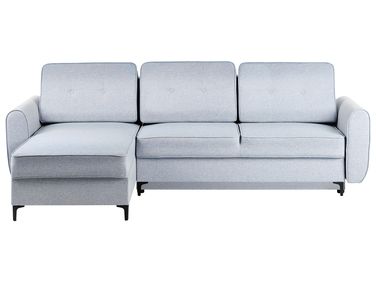 Eckschlafsofa 3-Sitzer SIMRIS Stoff Hellblau mit Stauraum rechtsseitig