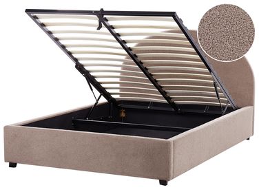 Ottoman Bed VAUCLUSE Boucle Taupe 140 x 200 cm (EU Double)