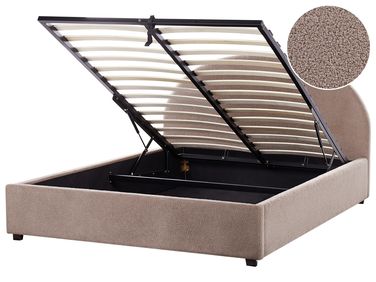 Ottoman Bed VAUCLUSE Boucle Taupe 160 x 200 cm (EU King Size)