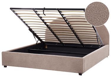 Ottoman Bed VAUCLUSE Boucle Taupe 180 x 200 cm (EU Super King)