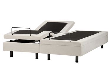 Adjustable Bed without Headboard Fabric CASTELLAN 160 x 200 cm (EU King Size) Light Beige