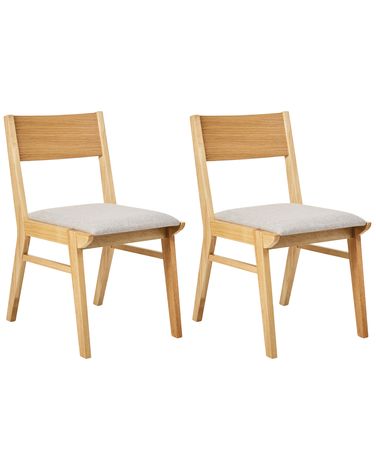 Esszimmerstuhl 2er Set ENOLA Holz Hellbraun / Hellgrau