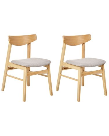 Esszimmerstuhl 2er Set SMILEY Holz Hellbraun / Grau