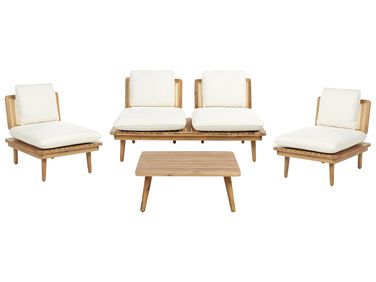 Garden Lounge Set with Table 4 Seater ACCADIA Light Beige Certified Acacia Wood