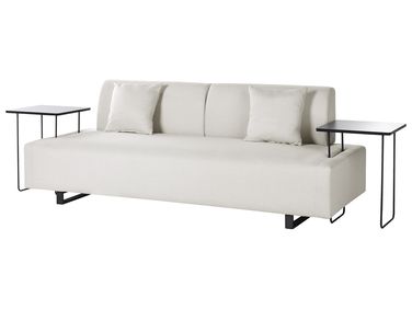 Sofa 3-Sitzer SOKNA Stoff Hellbeige mit Tischen