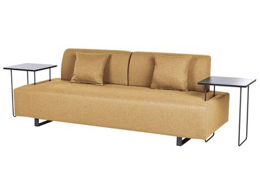 Sofa 3-Sitzer SOKNA Stoff Senfgelb mit Tischen