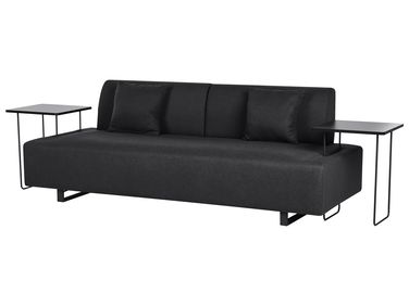 Sofa 3-Sitzer SOKNA Stoff Schwarz mit Tischen