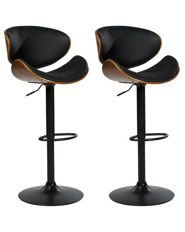 Set mit 2 Barstühlen ROTTERDAM II Kunstleder drehbar Schwarz