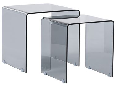 Beistelltisch 2er Set KENDALL Sicherheitsglas Schwarz