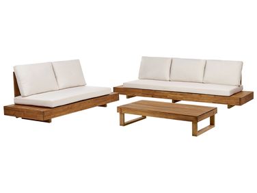 Garden Lounge Set with Table 5 Seater MARETTIMO Off-White Certified Acacia Wood