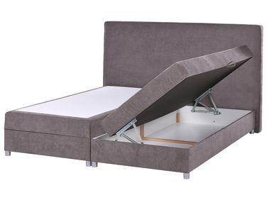 Divan Bed with Storage MINISTER Fabric Taupe 180 x 200 cm (EU Super King)