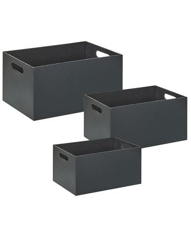 Aufbewahrungsbox 3er Set LARSA Kunstleder Graphitgrau