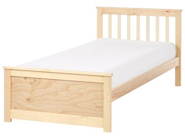 Bett mit Lattenrost Kiefernholz OLENDON 90 x 200 cm Hellbraun
