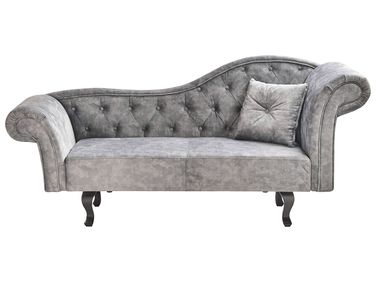 Rechtsseitige Chaiselongue LATTES II Samtstoff Grau mit Kissen