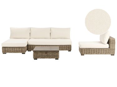 Lounge Set mit Tisch 4-Sitzer VARALLO rechtsseitig Grau Rattan modular