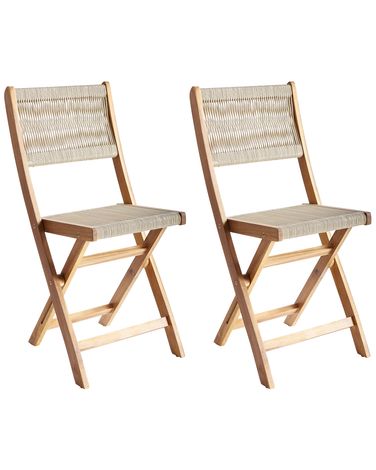 Gartenstuhl 2er Set PROSSEDI klappbar Akazienholz Beige