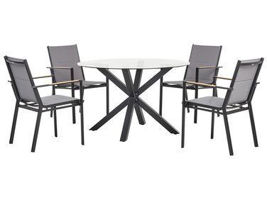 Garden Dining Set 4 Seater MALETTO/BUSSETO Black Glass
