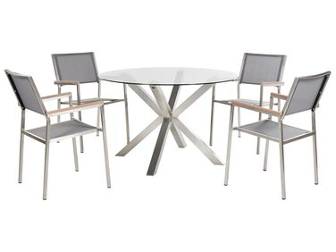 Garden Dining Set 4 Seater MALETTO/GROSSETO Silver Stainless Steel