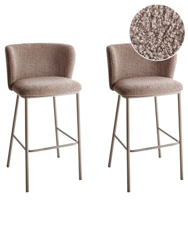 Set mit 2 Barstühlen MINA II Bouclé Braun