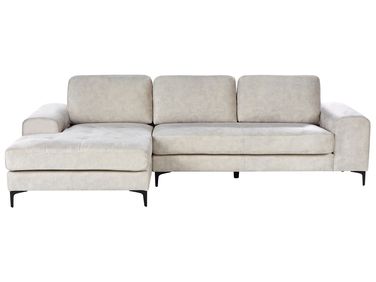 Ecksofa 4-Sitzer KIRUNA Samtstoff Hellbeige rechtsseitig
